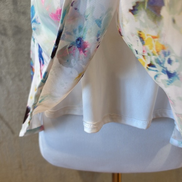 White Floral Flowy Boho Tank w Crochet Straps Sz S Festival Fairy Cottagecore - Picture 4 of 9